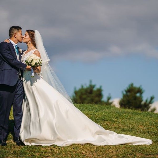 Pauline - Jupe longue en satin de luxe avec poches / Ensembles de mariée pour la mariée / Jupe de mariée avec traîne / Jupe de mariée avec poches / Jupe de toutes les couleurs