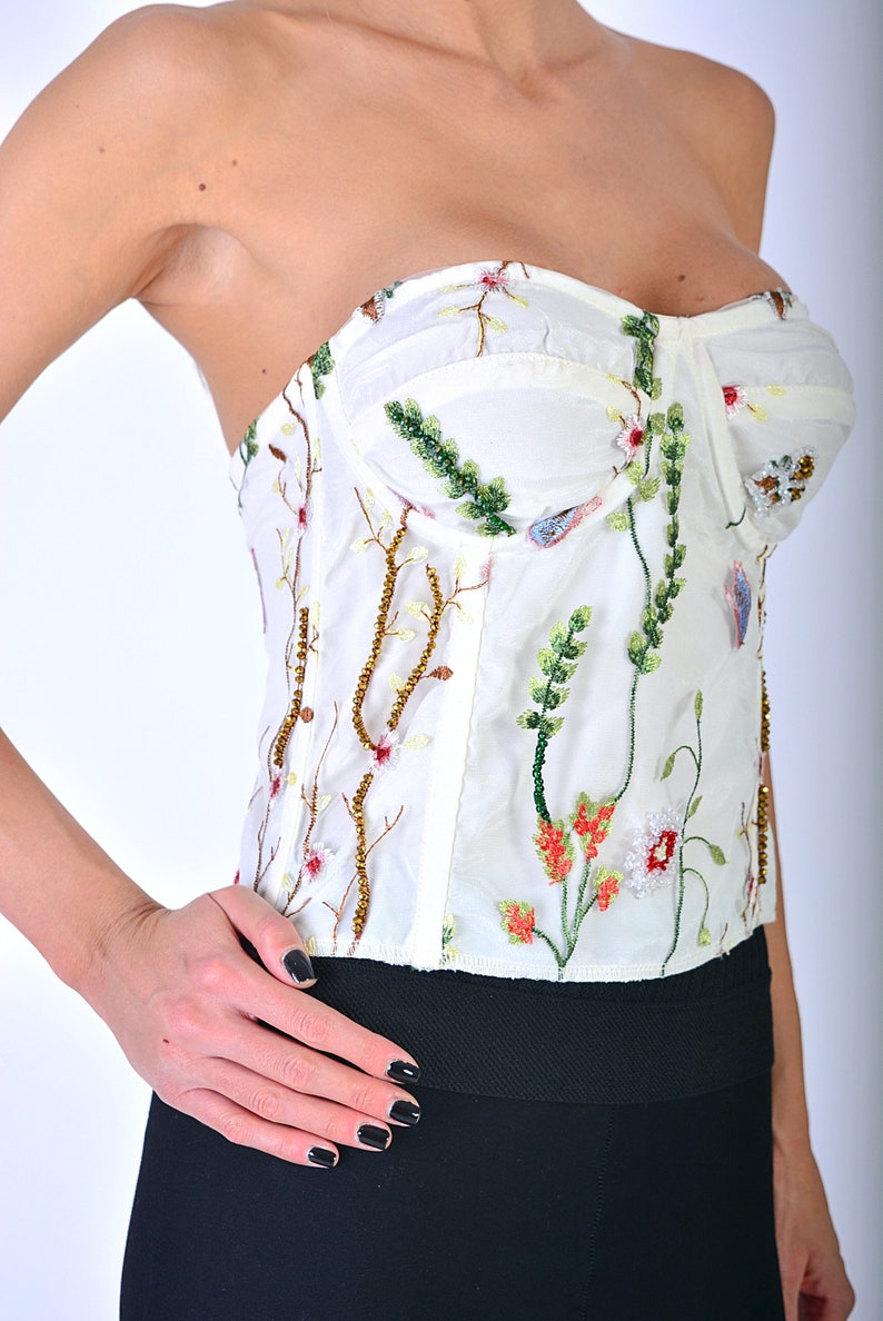 Embroidered Lace Corset/ Luxury Satin Corset/ White Etsy