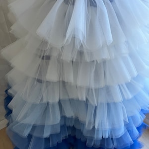 Regina- Blue Ombré Tulle Skirt Gown/ Princess Blue Skirt/ Amazing Tulle Skirt/ Blue Skirt Gown/ Ruffles Tulle Skirt/ Ball Gown