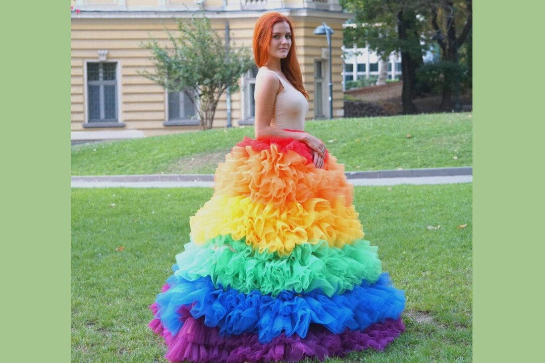 Rainbow tulle skirt womens hotsell