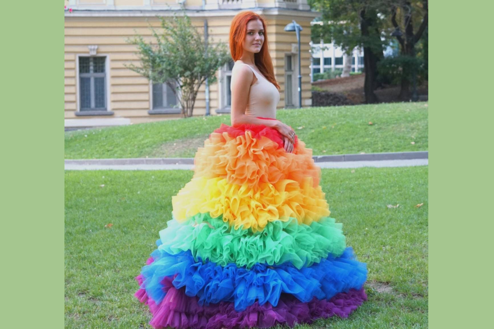 Bright Rainbow Maxi Tulle Skirt Custom Color / L (Appx. US 16-22)