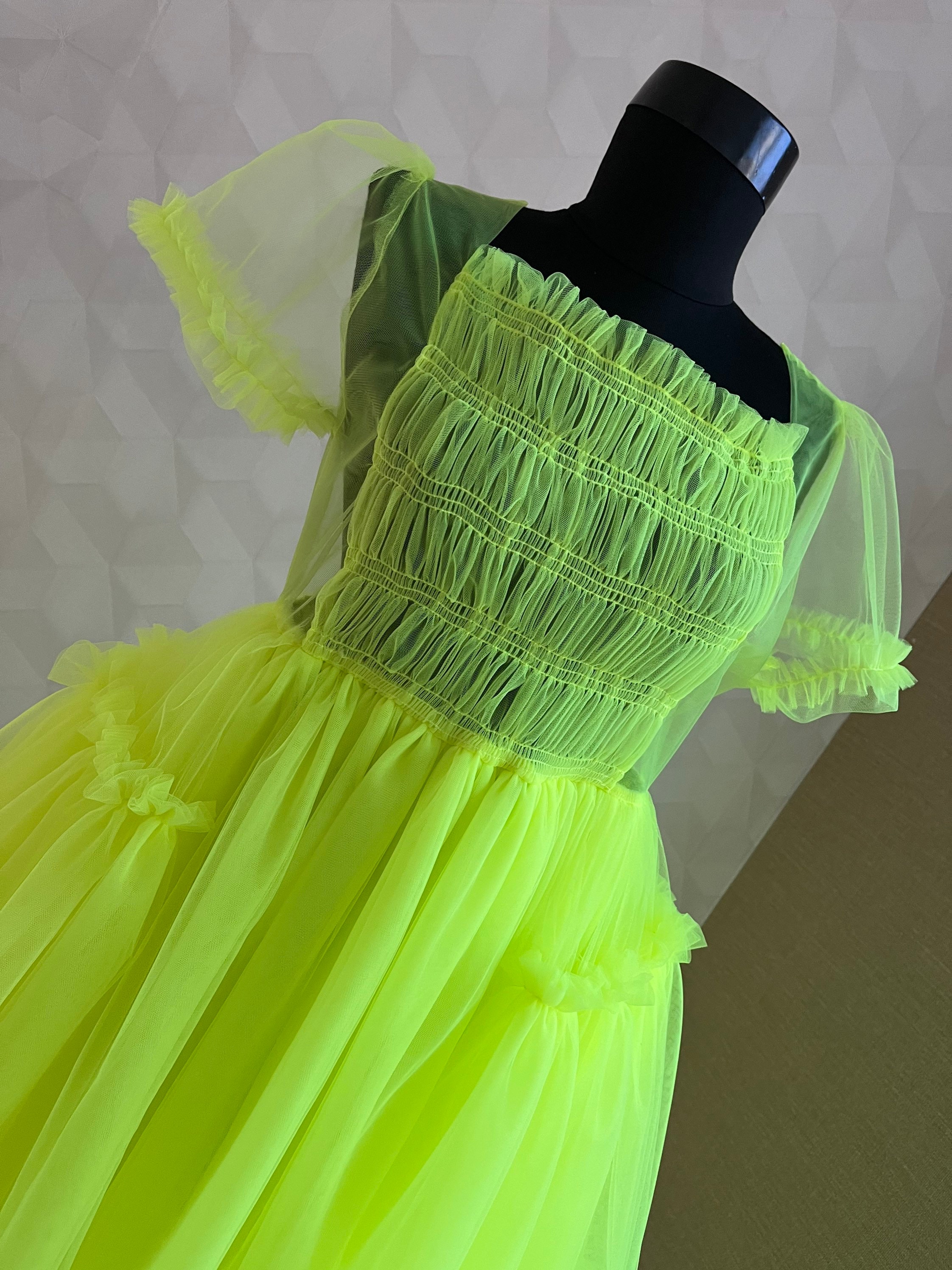 Neon Tulle Dress/ Party Neon Dress/ Festival Neon Dress/ Fancy Clothes/ Tulle Gown/ Neon Summer Dress/ Neon Dress