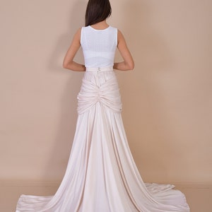 Terra- Silk Pearl Ivory Draped Bridal Skirt/ Silk Bridal Skirt/ Silk Bridal Separates/ Silk Satin Skirt/ Bridal Separates/Luxury Ivory Skirt