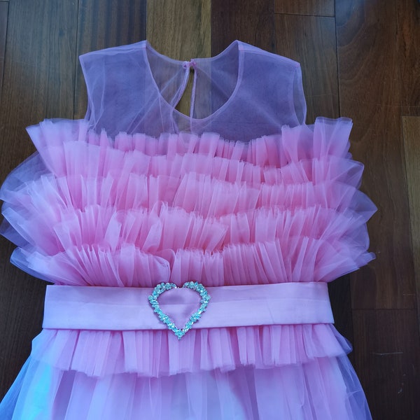 Pinko- Pink Tulle Dress/ Custom Made Tulle Dress/ All Colors Tulle Dress/ Made To Measure Tulle Dress/ Buckle Dress/ Birthday Dress