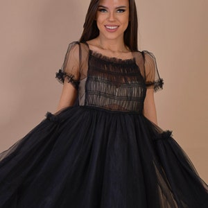 Vestido de cisne negro / vestido de tul negro / vestido negro hecho a medida / vestido villanelle negro / vestido de tutú negro / vestido de novia gótico / novia negra imagen 7