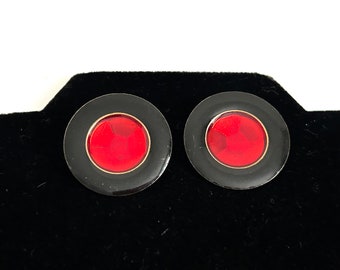 Vintage 1980s Black & Red Statement Earrings