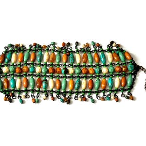 Vintage Boho Beaded Wide Statement Bracelet