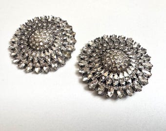 Pinzas para vestido de cristal y piedra de tono plateado vintage (x2)