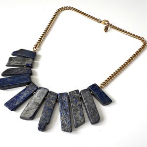Yochi NY Blue Lapis Stone Artisan Statement Necklace