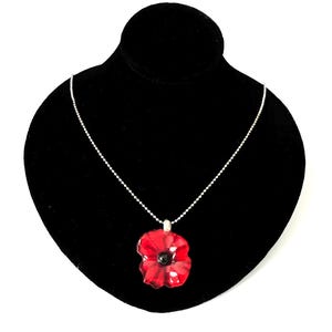 925 Silver & Glass Floral Poppy Pendant Necklace