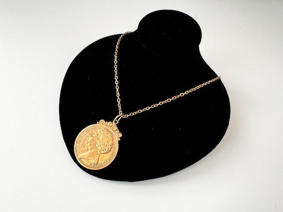 Vintage George IV Brass Tone  Coin pendant Necklace