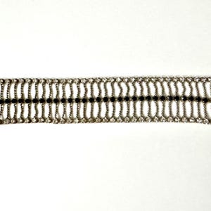 Vintage Silver Tone & Black Glass Stone Link Bracelet