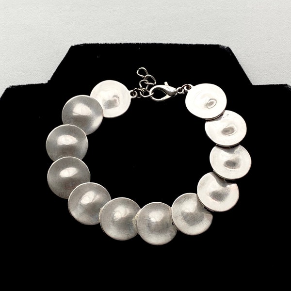 Vintage Silver Tone Disc Link Statement Bracelet