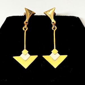 Vintage 1980s geometrische Statement Ohrringe, gold-silberfarben