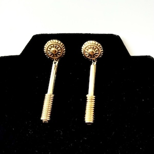 Vintage 1980s Gold Tone Drop Clip on Statement Earrings