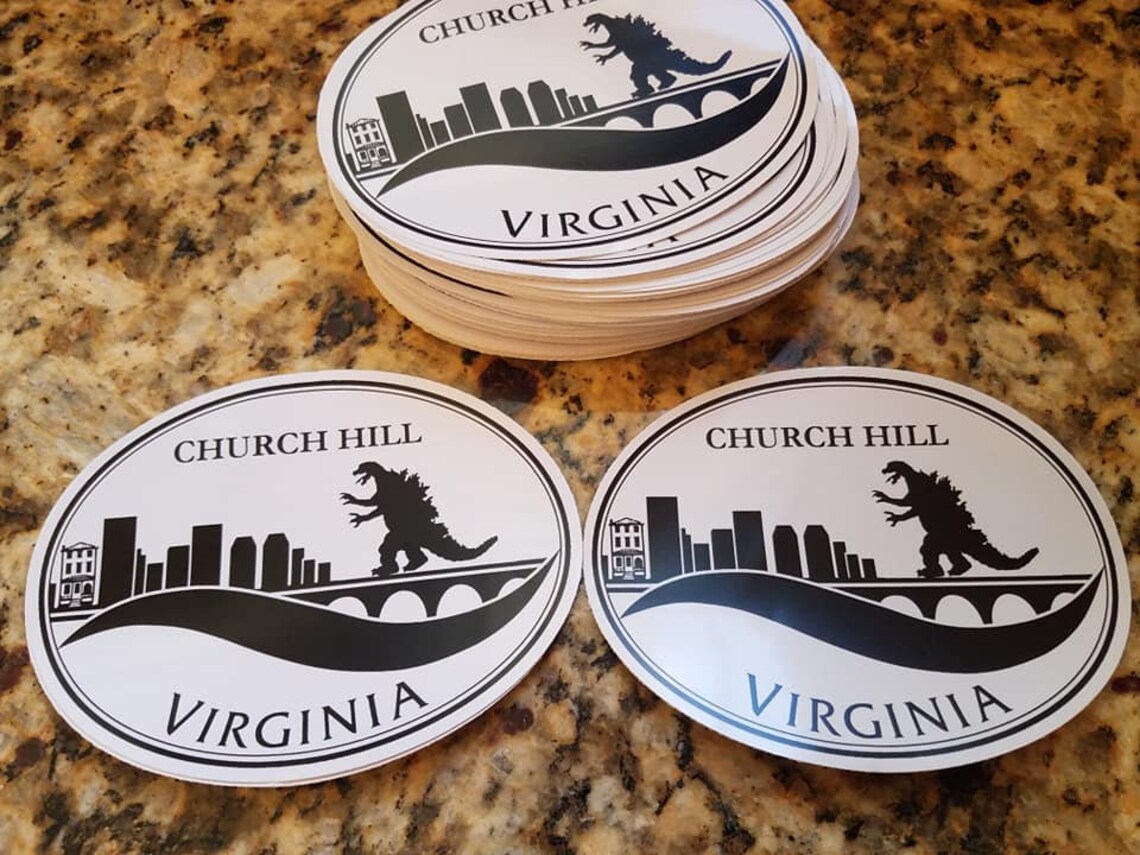 Church Hill Richmond Virginia Sticker Decal With Godzilla Etsy