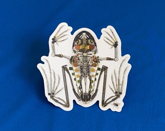 Frog diecut sticker steampunk sculpture decal