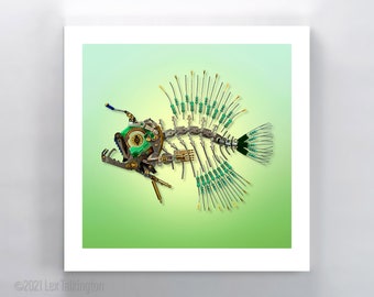 Green Anglerfish Sculpture Signed Fine Art Print