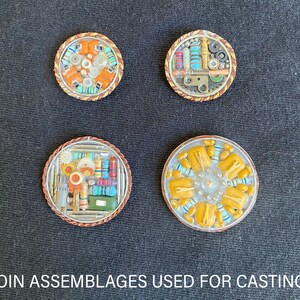 Single Coin 3, handmade sand-cast pewter coin pocket sculptures in scifi, steampunk, archaic style image 4