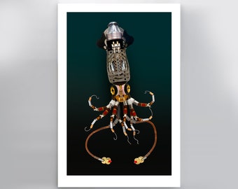 Limited Edition (20) Signed Squid Fine Art Print 15x10 in