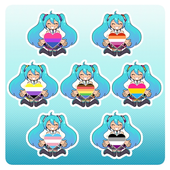 VOCALOID Hatsune Miku LGBT Pride Vinyl Stickers: Gay, Lesbian, Pan, Bi,  Ace, Nonbinary, Trans, 3in -  Israel