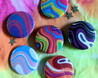 LGBT+ PRIDE Pinback Buttons Lesbian, Gay, Bi, Pan, Trans, Ace, Nonbinary Psychadelic 1.5in