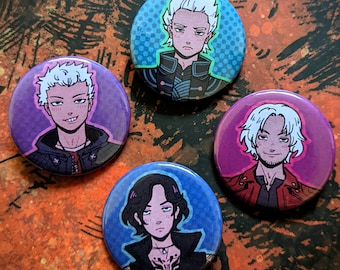 DEVIL MAY CRY 5 dmc5 Dante, Vergil, Nero, V Character Pinback Buttons 1.5in