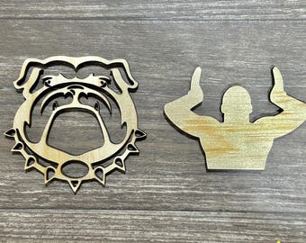 Omega Men and Bulldog Laser Cut Unfinished Wood for DIY