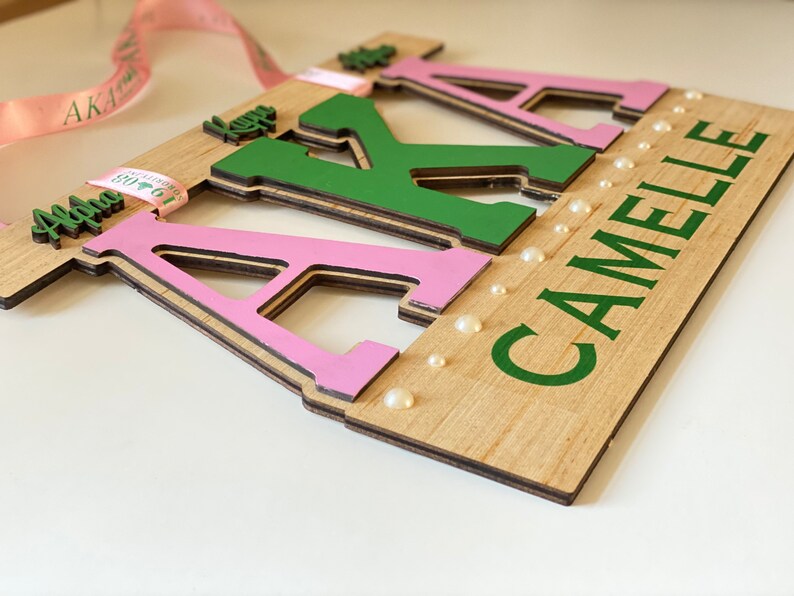 Personalized AKA Pink and Green Wall/door Hanging Wood Sign Etsy