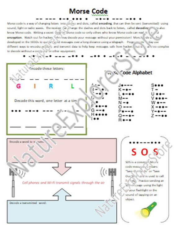 Morse Code Worksheet Digital Download Only STEM Think Etsy