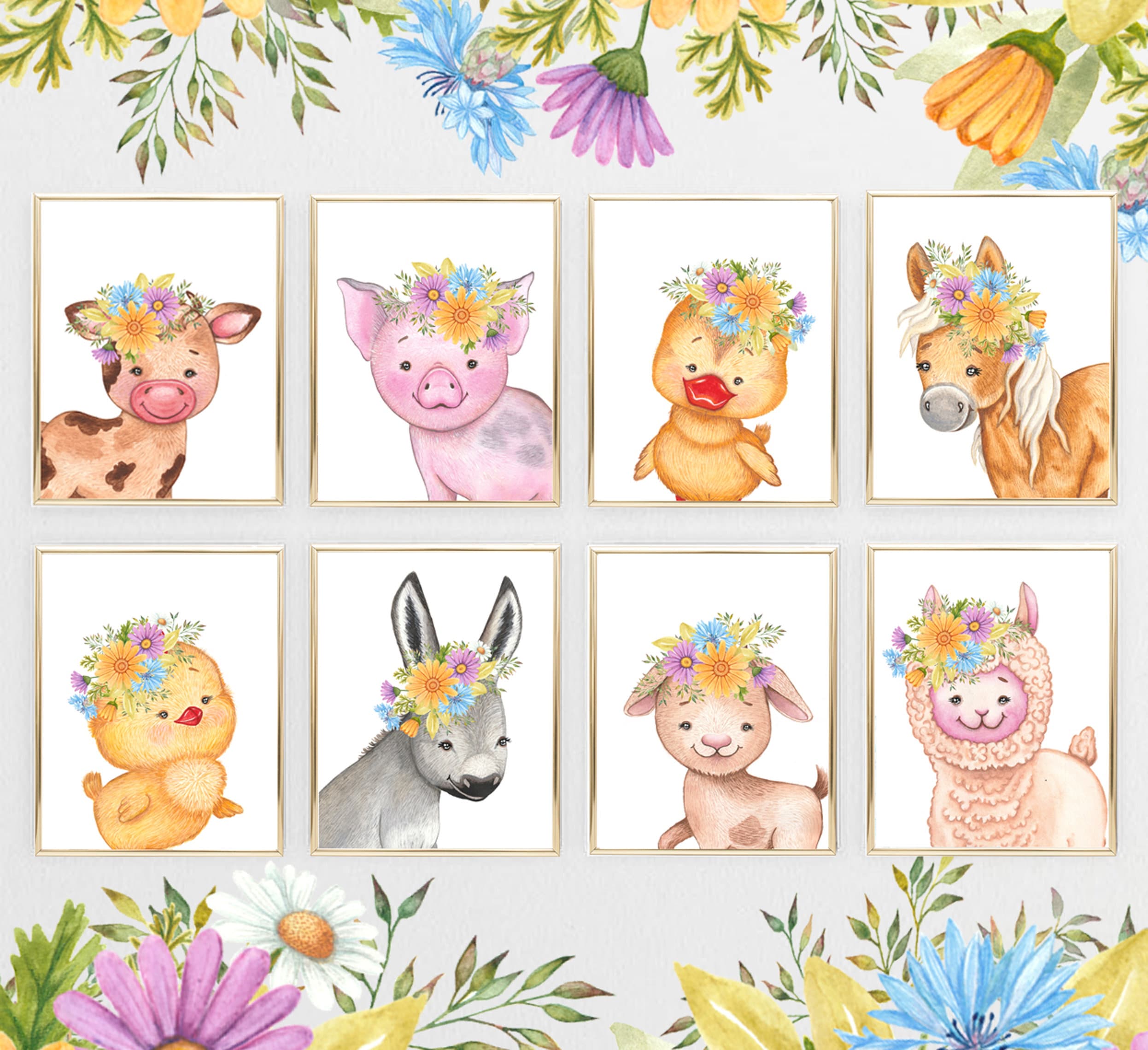 Baby Farm Animal Art Nursery wall art Baby shower Gift Etsy