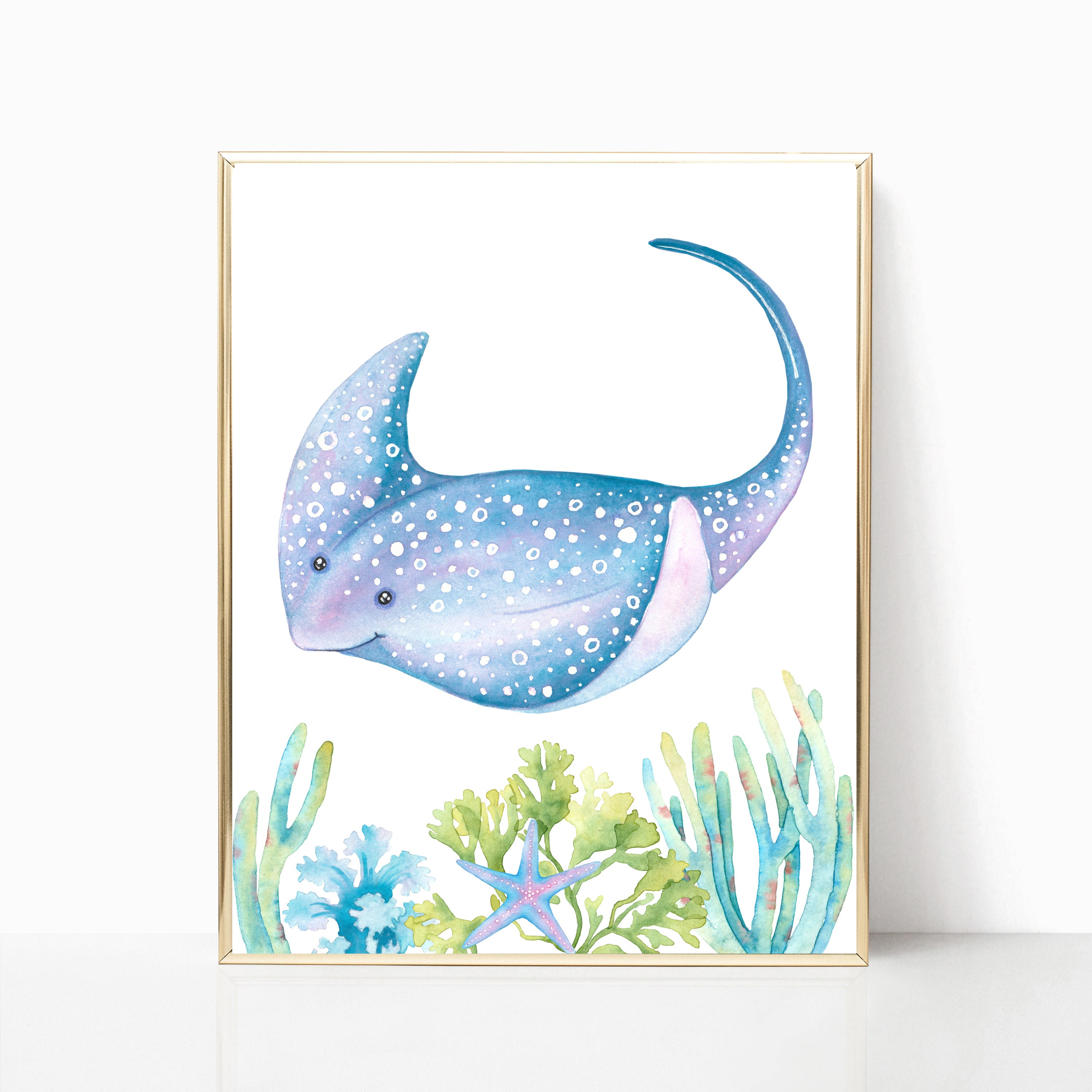 Set of 8 Under the sea wall art Ocean nursery decor Nautical Etsy