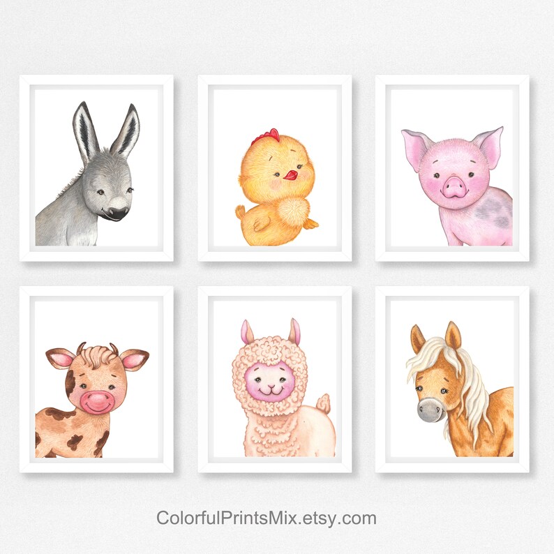 Farm Animal Prints Baby Animal Prints for Nursery Baby Boy Etsy