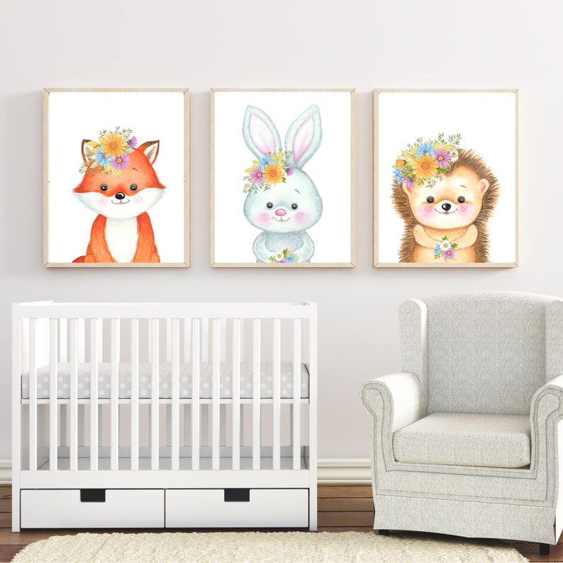 Boho Woodland Animals Nursery Decor Baby Shower Theme Etsy
