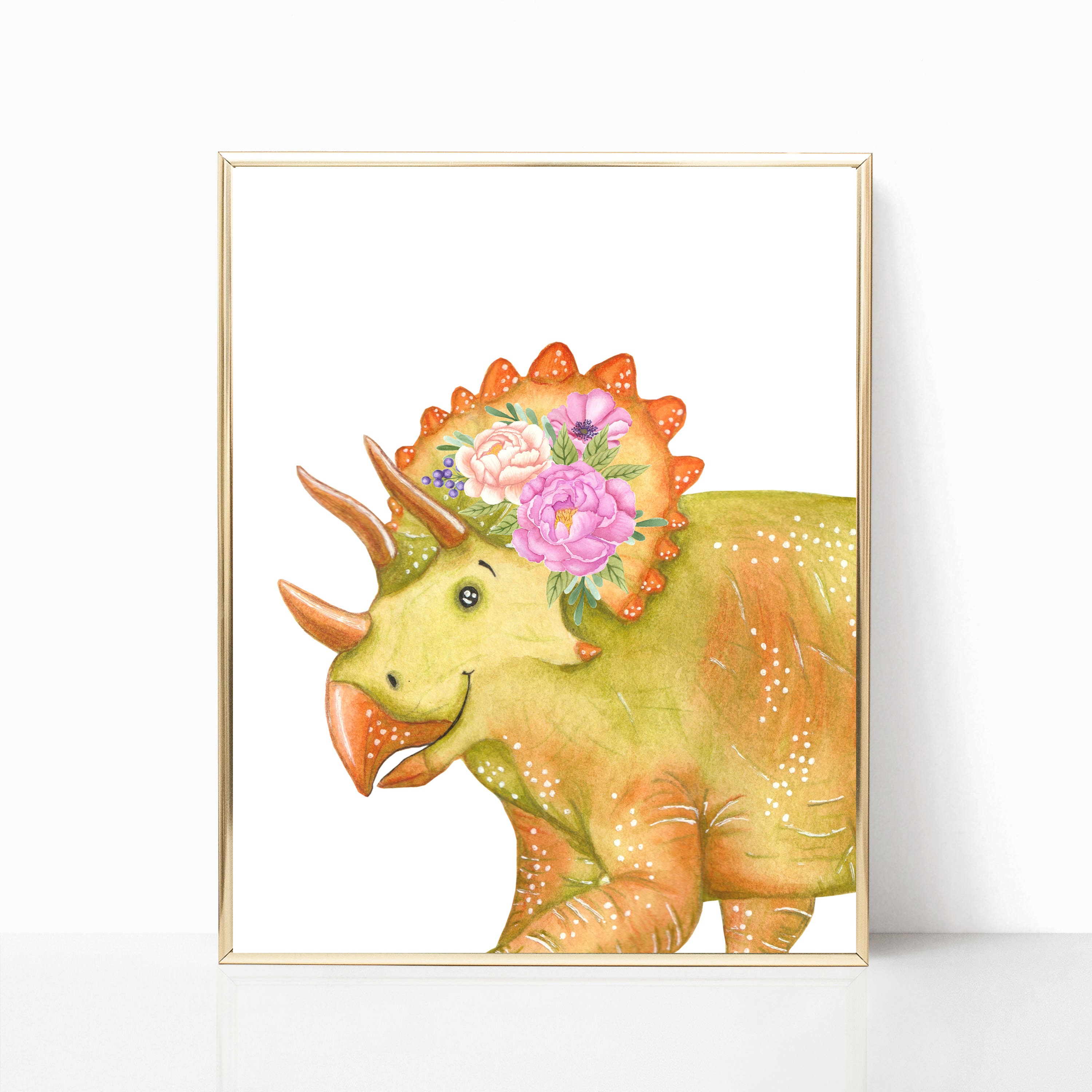 Dinosaur Nursery Art Pachycephalosaurus Watercolor Dinosaur Etsy