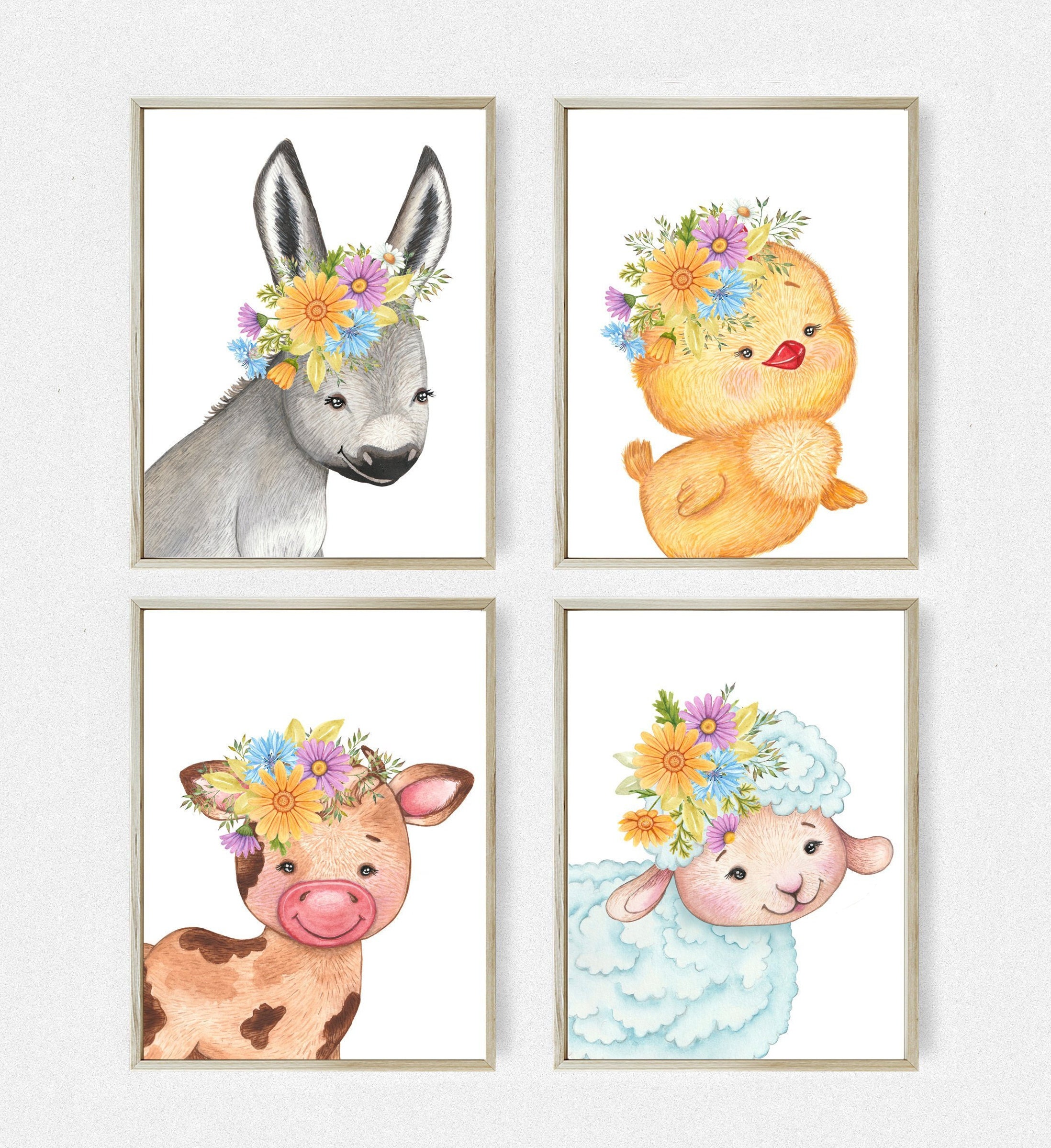 Baby Farm Animal Art Nursery wall art Baby shower Gift Etsy