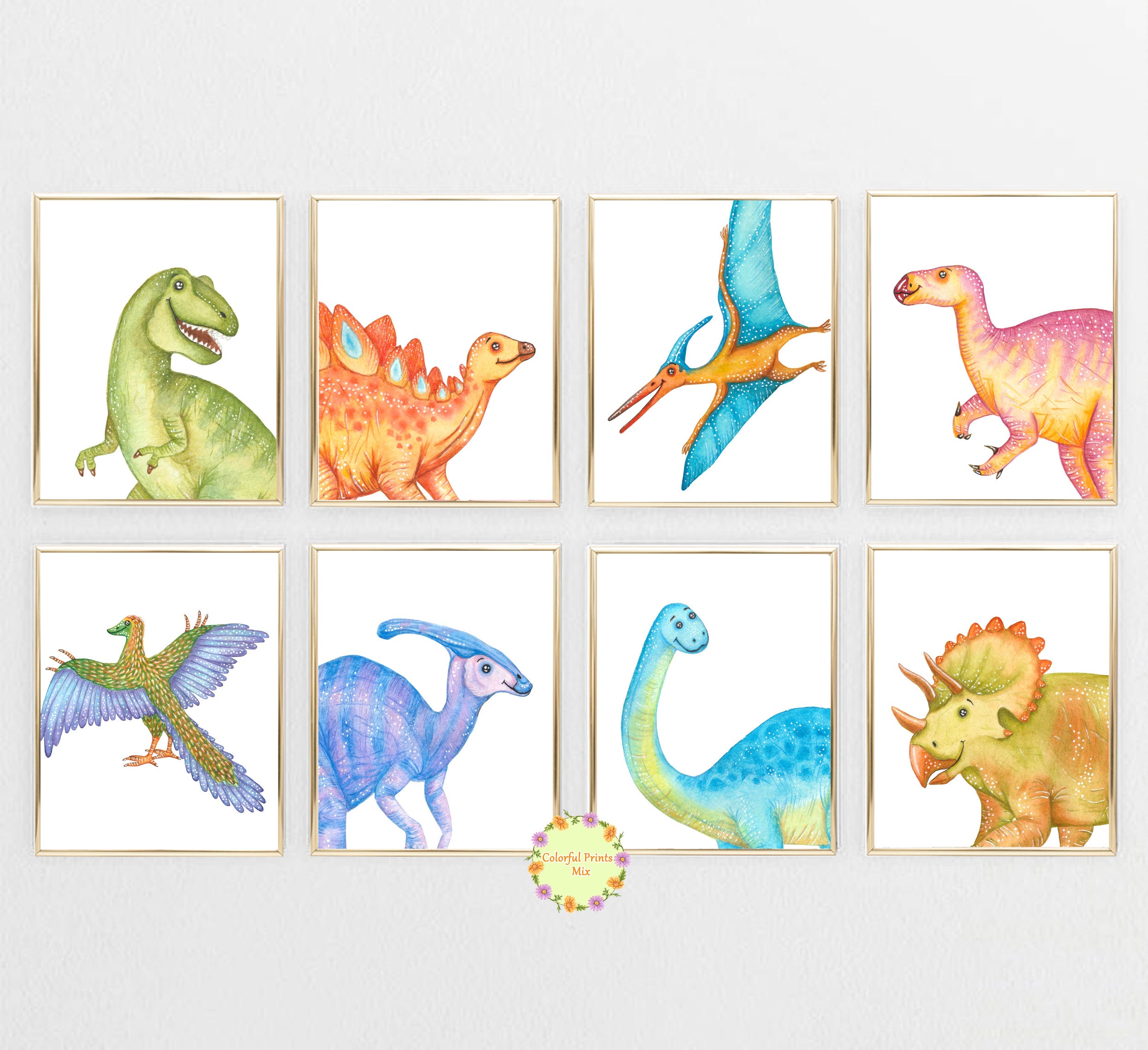 Dinosaur Nursery Wall Art Kids Room Decor Dinosaur Decor Etsy