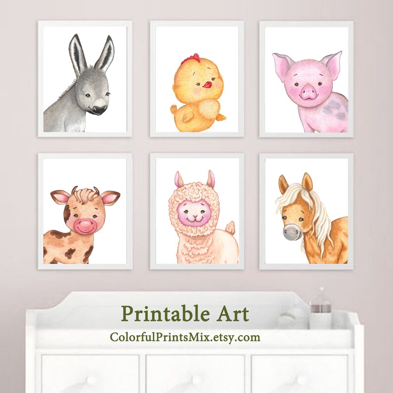 Farm Animal Prints Baby Animal Prints for Nursery Baby Boy Etsy