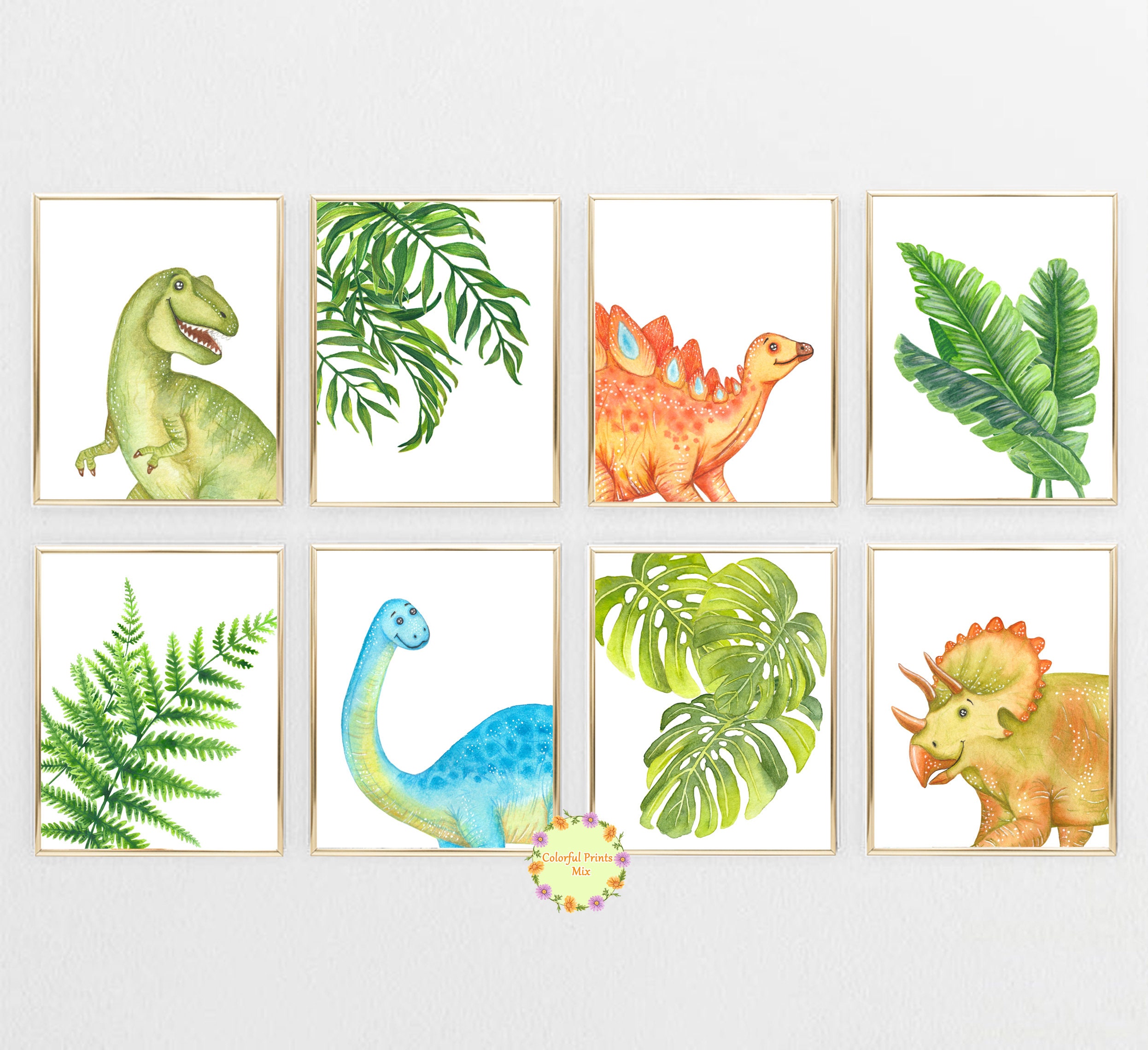 Dinosaur Nursery Wall Art Kids Room Decor Dinosaur Decor Etsy
