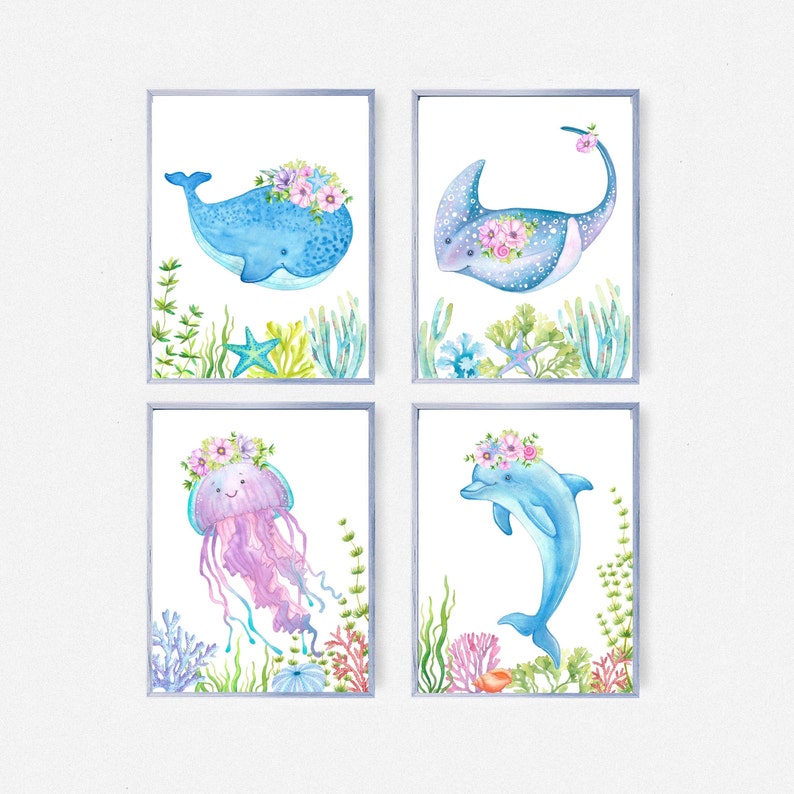 Ocean Nursery Decor Sea Animals Nursery Prints Nursery Etsy