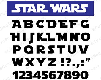 Star Wars Font SVG, instant download, svg png dxf, star wars svg, cricut silhouette, star wars alphabet svg, death star svg, cutting file