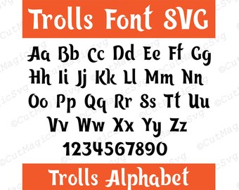 Trolls Font SVG, instant download, svg png dxf, trolls alphabet svg, cricut silhouette, poppy svg, cutting file, poppy troll svg, trolls sg