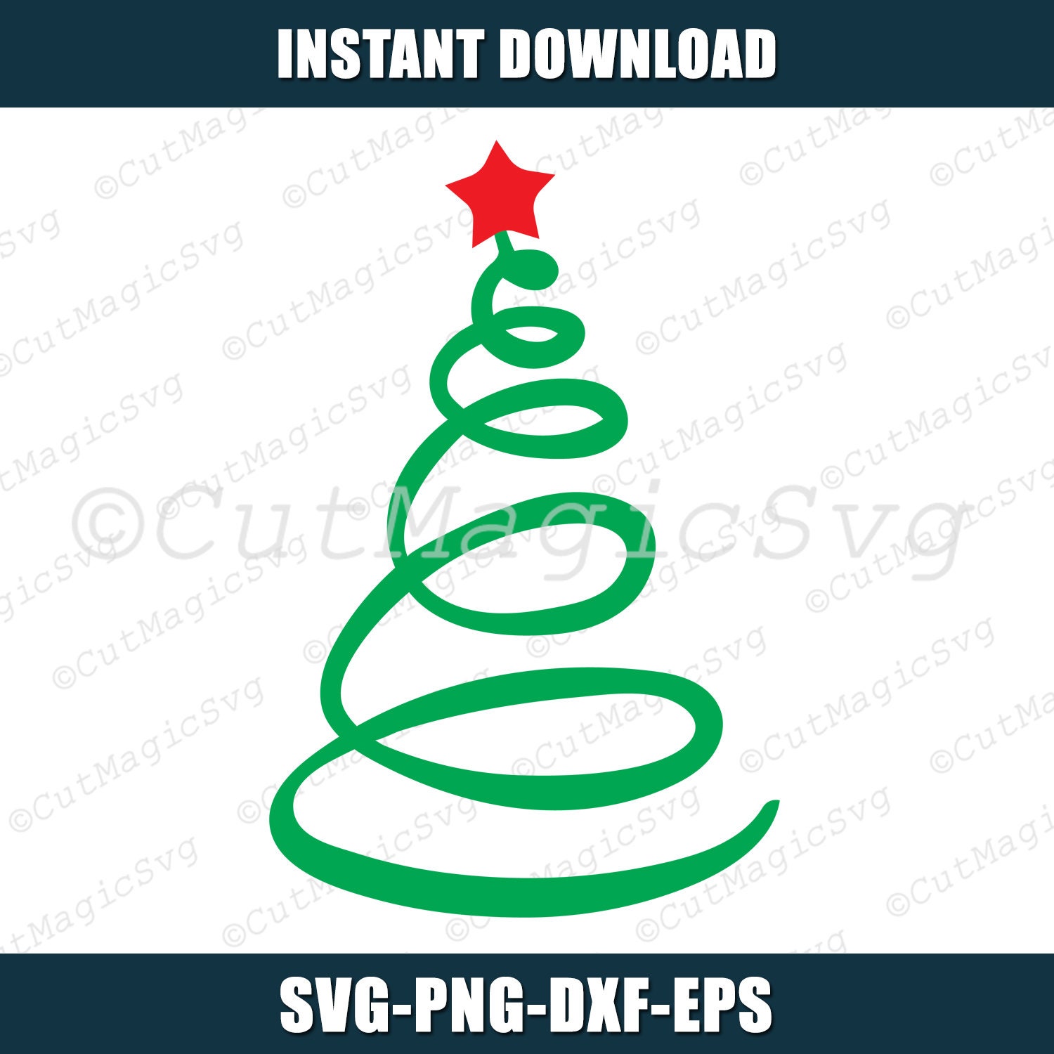 Swirly Christmas Tree SVG instant download svg png dxf | Etsy