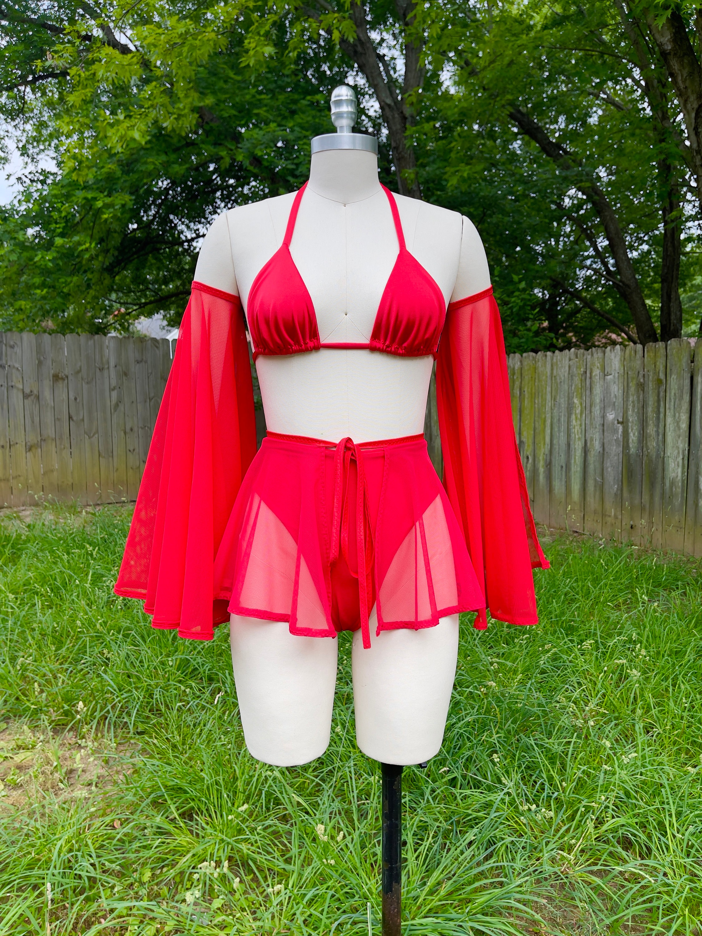 Red and black store rave outfit