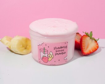 Strawberry Banana Smoothie // Thick and Glossy Slime // Sonria Slime Shop