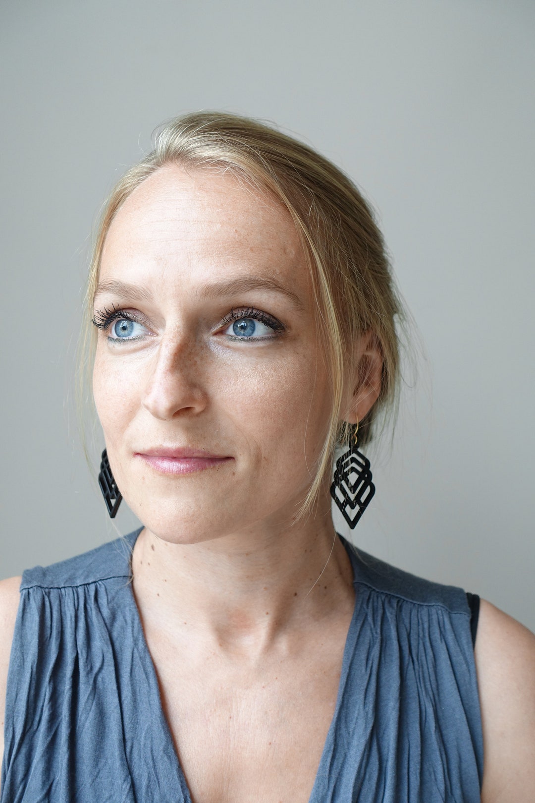 Black Geometric Earrings Matte Black Earrings Black Statement Earrings Geometric Earrings Gold