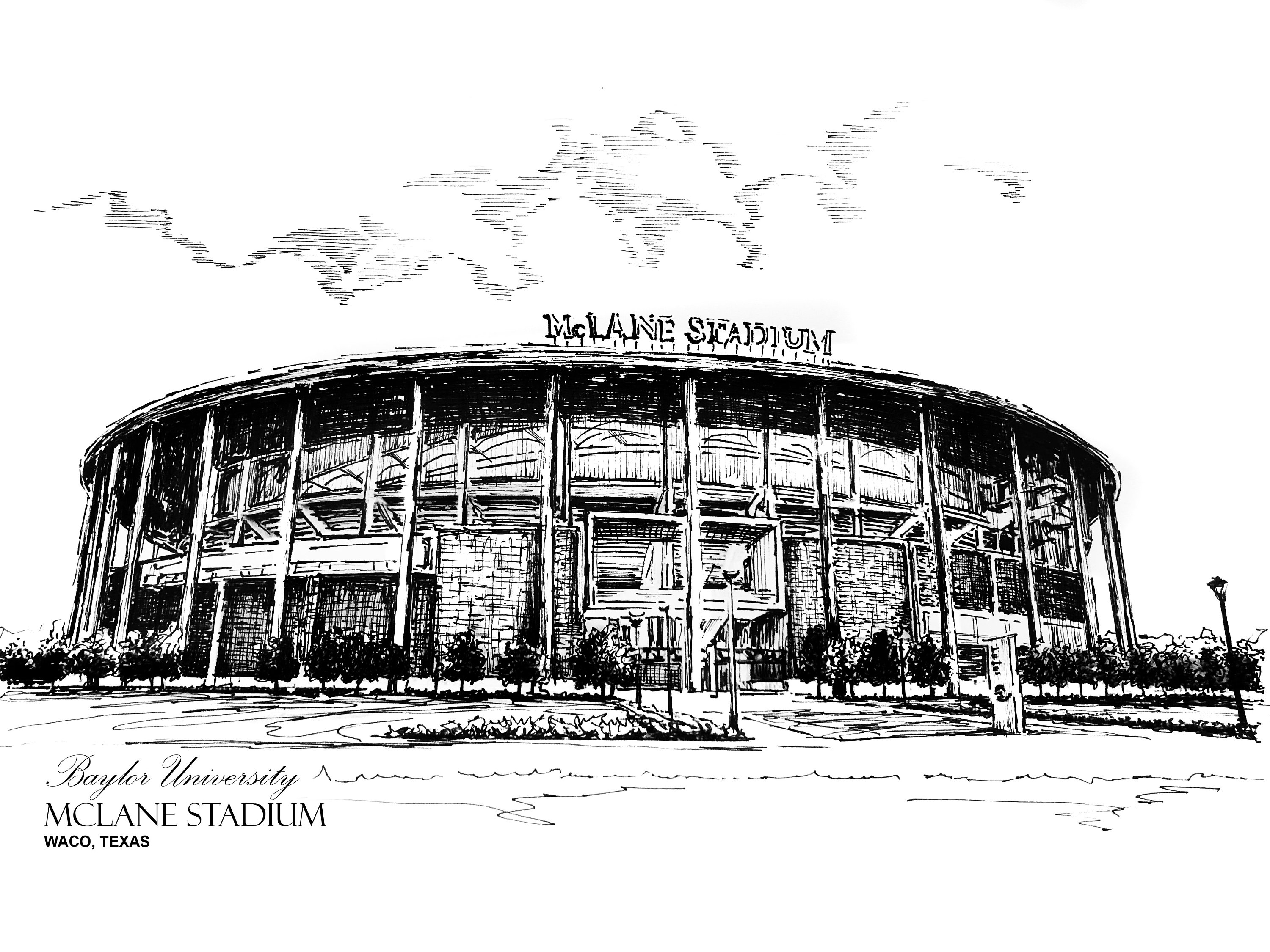 BAYLOR UNIVERSITY McLane Stadium Art Print Etsy