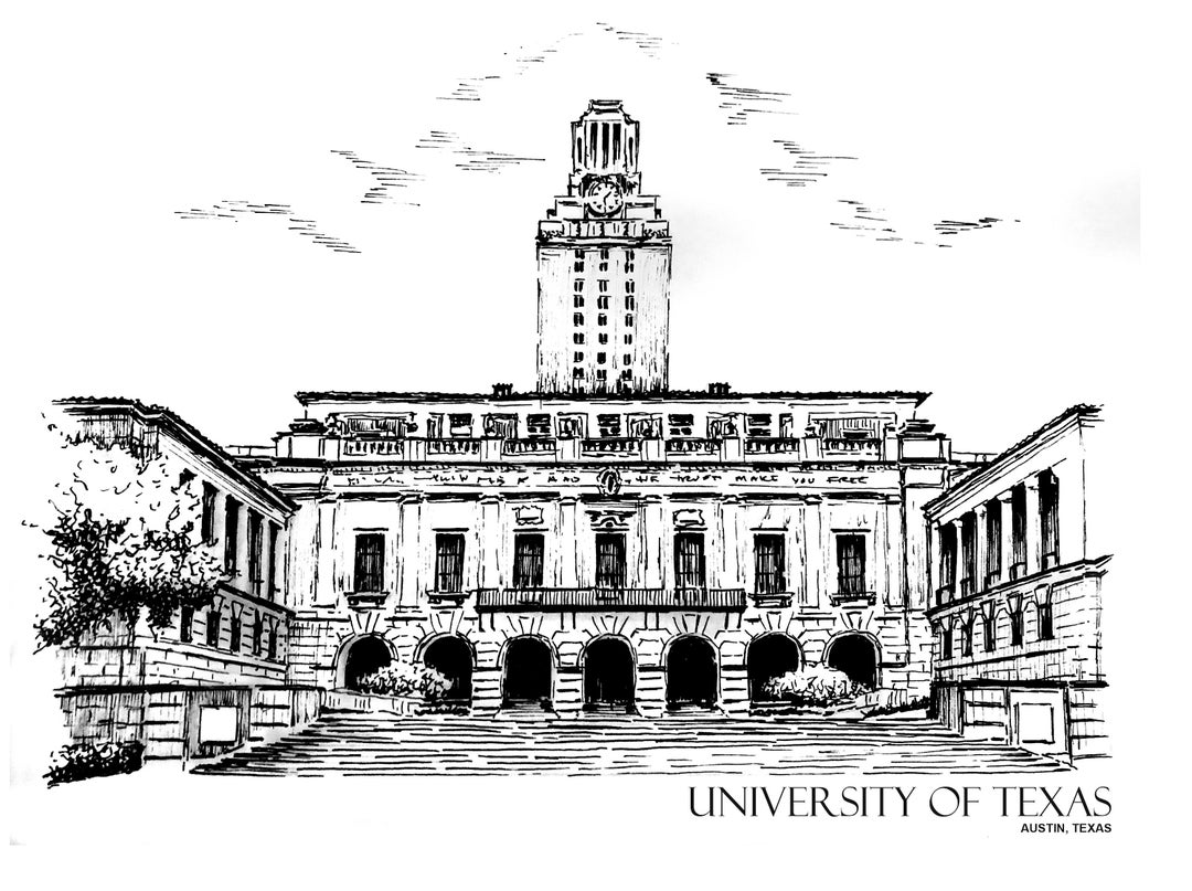 Longhorns the UNIVERSITY of TEXAS Pen and Ink Drawing - Etsy