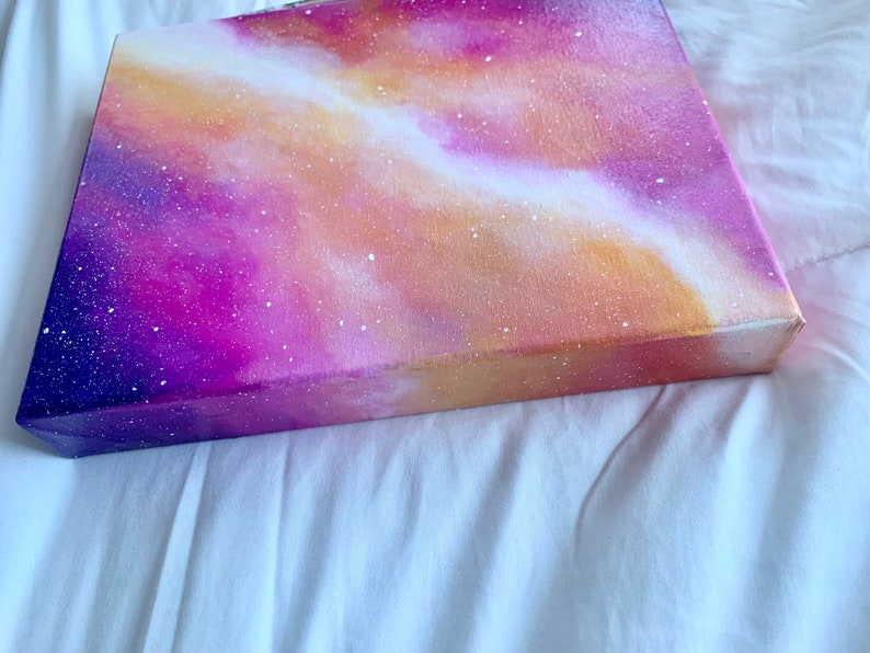 8x10\u201d Original pink galaxy acrylic canvas painting