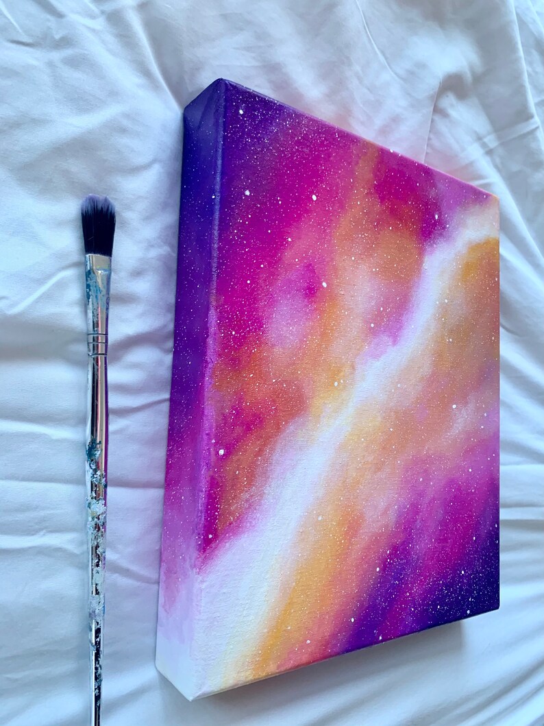 8x10\u201d Original pink galaxy acrylic canvas painting